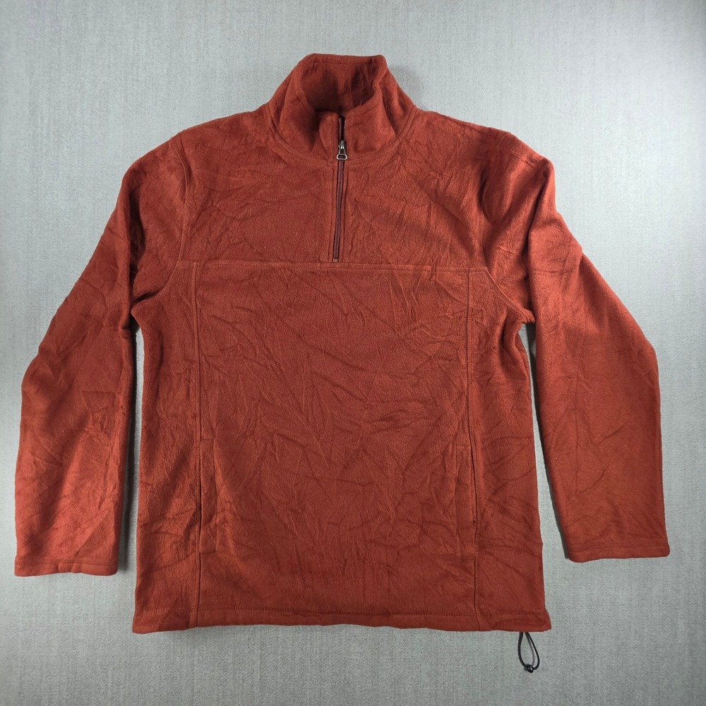 Croft & Barrow Fleece Pullover Men Medium Rust Orange Quarter Zip Adjustable Hem